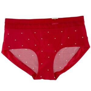 NWT Auden Red Heart Print‎ Laser Cut Bikini Panties Mesh Waistband XXL 17